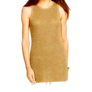 Ralph Lauren, Extra Small, Metallic Gold Sleeveless Tunic